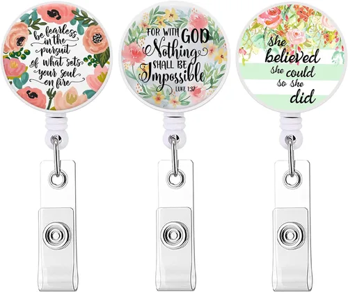 Vista 25 de Carrete retráctil para credenciales de enfermera, lindo nombre, carretes decorativos para tarjetas de identificación con clip en soportes