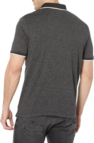 Vista 2 de Karl Lagerfeld Mens Polo Half Zip with Logo Tape Cotton Blend