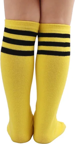 Vista 4 de DRESHOW BQUBO Kids Toddler Soccer Socks Striped Knee High Cotton Uniform Sports Athletic Long Tube Socks for Youth Boys Girls