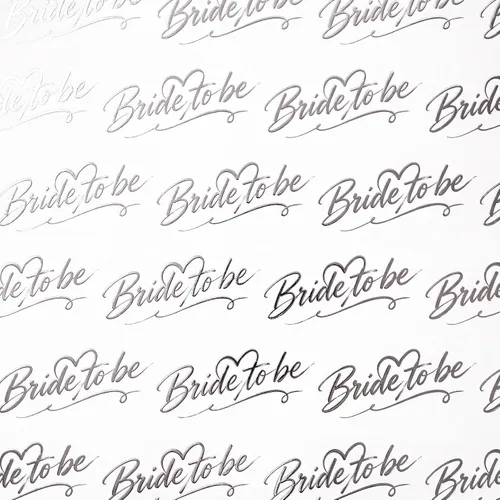 Vista 8 de RUSPEPA Rollo de Papel de Regalo de Boda, Mini Rollo, Elegante Diseño de Texto "Bride to Be" y Corazón, Papel de Regalo de Lámina Plateada