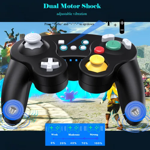 Vista 5 de EXLENE Gamecube Controller Switch, Wireless Switch Pro Controller for Nintendo SwitchLitePCAndroidiOSSteam, Support Wake Up, Motion, Adjustable