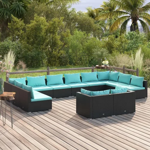 Vista 71 de Sofá de 3 plazas con cojines de ratán de poliéster marrón, juego de muebles de patio al aire libre con 3 sofás centrales para patio trasero, jardín