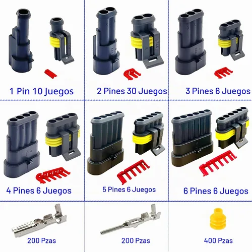Vista 2 de 64 Kit 1/2/3/4/5/6 Pin Automotive Waterproof Wire Connector with Crimper 1-6pin/64kit With Crimper