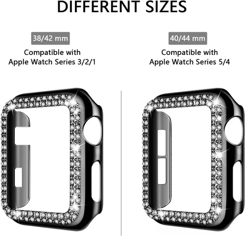 Vista 4 de Adepoy - Funda Compatible para Apple Watch de 1.496 Pulgadas Serie 3/2/1, con Brillantes, Funda Protectora con Marco de Pantalla para Mujer, Niña