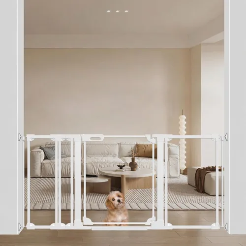 Vista 11 de WAOWAO Puerta transparente para bebés para escaleras, diseño moderno, acrílico con cierre automático, puerta para mascotas, 29.52-37.79 pulgadas