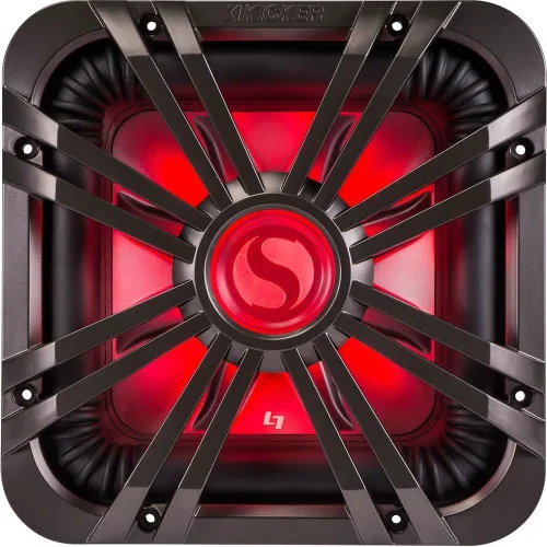Vista 2 de KICKER Rejilla cuadrada de subwoofer de 12 pulgadas (11.8 in) para 11S12L7, LED, carbón