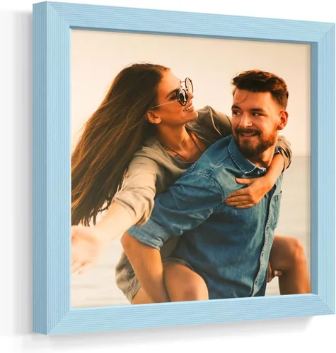 Vista 3 de Renditions Gallery Impresiones fotográficas personalizadas de 8 x 8 con marcos de fotos de madera real. Crea collage de fotos personalizado con Azul