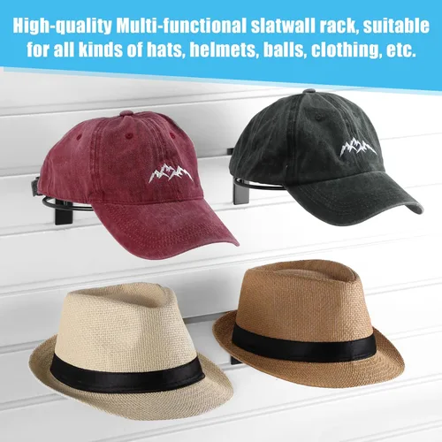 Vista 2 de Kigley 6 piezas de sombrero de alambre para gorras de béisbol, accesorios de metal negro, estantes minoristas para puerta de mercancía, armario