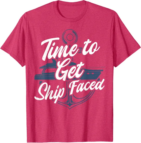 Vista 18 de Time to Get Ship Faced Holiday Hilarante Nautical Sailing Camiseta, Negro, S