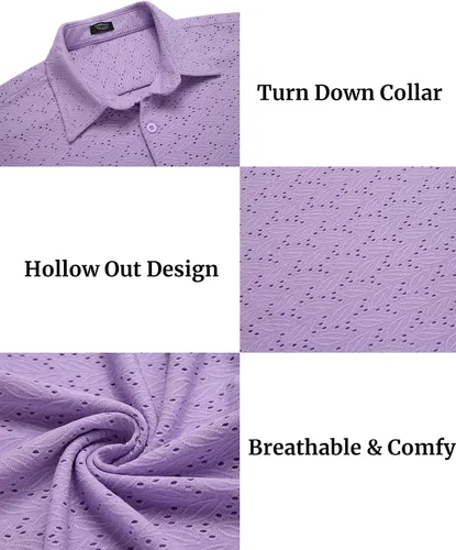 Vista 4 de COOFANDY Camisa de playa con botones para hombre, de manga corta, informal, para vacaciones, verano, tropical