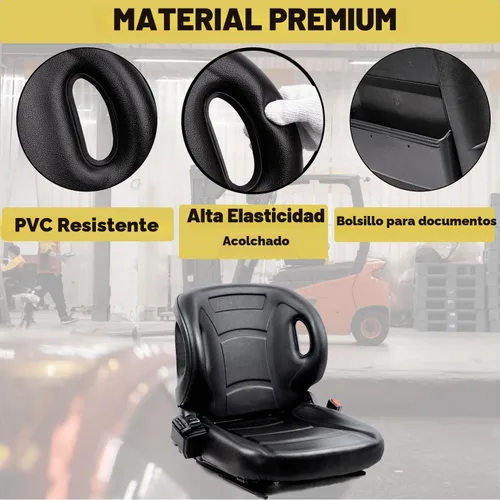 Vista 5 de SEATIN Asiento Universal para Montacargas con Interruptor, Cinturón de Seguridad Retráctil se Ajusta a Toyota Montacargas Aftermarket, Tractor