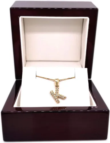 Vista 58 de Collar colgante con letra inicial de diamantes en oro amarillo de 14k (1/10 quilates) 18 pulgadas