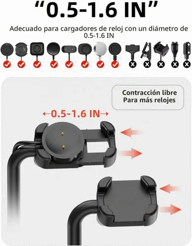 Vista 3 de Base de carga universal ajustable para reloj inteligente con soporte telescópico