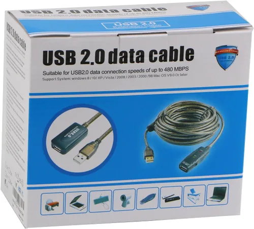 Vista 6 de Cable de extensión USB 2.0 A macho a hembra de alta velocidad 480 Mbps (30 pies)