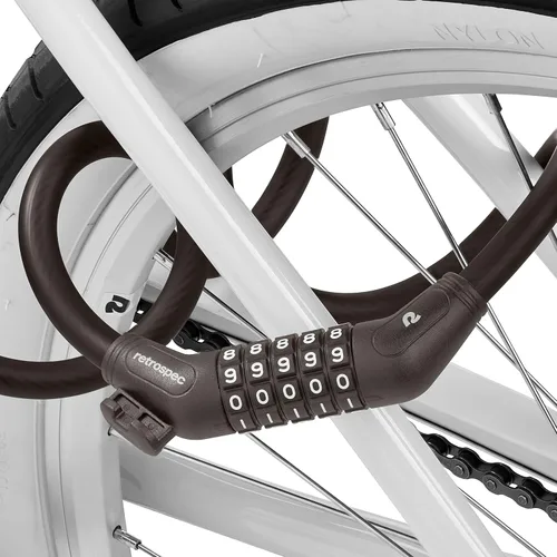 Vista 6 de Retrospec Grizzly Plus - Candado de combinación para bicicleta, resistente antirrobo con combo personalizado de 5 dígitos, cable resistente a cortes