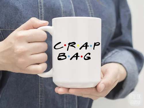 Vista 3 de Crap Bag - Taza de café grande de cerámica blanca de 15 oz