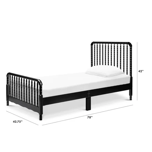 Vista 3 de Davinci Jenny Lind - Cama individual con postes de husillo de madera en ébano - Listones de soporte de colchón incluidos