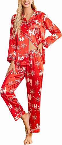 Vista 34 de Ekouaer - Conjunto de pijama de satén de seda clásico con botones para mujer, de manga larga Verde militar