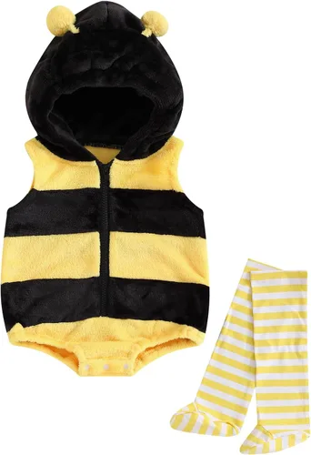 Vista 8 de Disfraz de Halloween para bebé, niño, niña, con capucha, sin mangas, overol con leggings, disfraz de Halloween Disfraz de pato verde