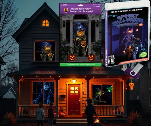 Vista 19 de Reaper Brothers® Kit de decoración digital de Halloween incluye 8 efectos de video AtmosFX® para Halloween Plus pantalla de proyección holográfica