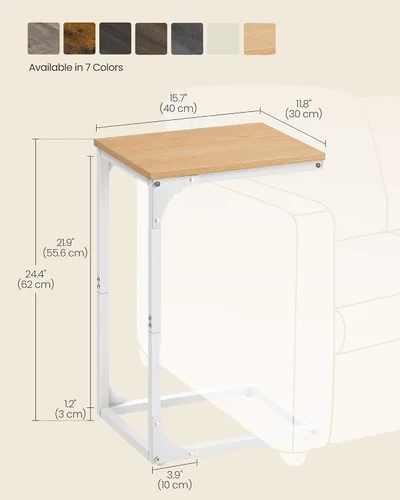 Vista 5 de VASAGLE - Mesa auxiliar en forma de C, mesa lateral pequeña para sofá, mesa de sofá con estructura metálica para sala de estar, dormitorio, mesita