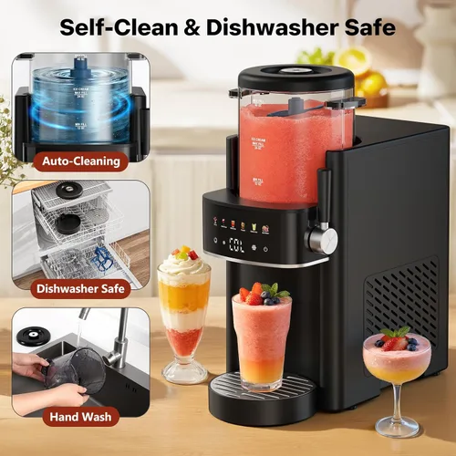 Vista 12 de Máquina para granizar, máquina de helados, máquina de granizado para el hogar y las familias, no necesita hielo con enfriamiento rápido y control