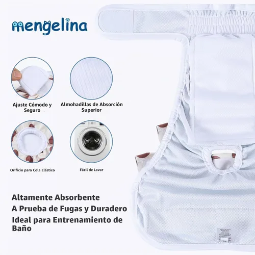Vista 4 de Pañales reutilizables para perras hembras, paquete de 3, pañales para perras para período, celo e incontinencia, entrenamiento de cachorros