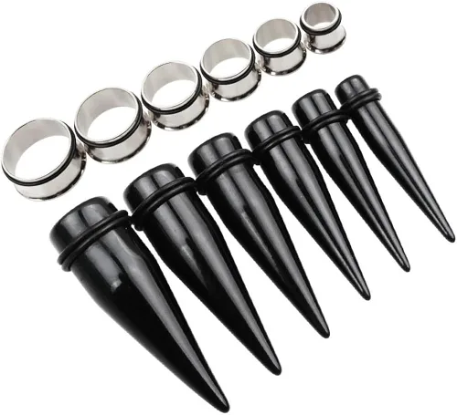 Vista 6 de TOPBRIGHT Juego de 24 tapones de acrílico UV y tapones de acero quirúrgico, kit de medidores de oído, juego de estiramiento de ojales, 00G-0.787in