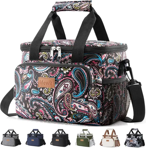 Vista 24 de Lifewit Lonchera mediana aislada, suave y refrigerante, para adultos, hombres y mujeres, color negro, 12 latas (9L)