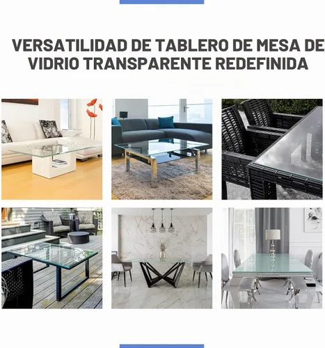 Vista 8 de Mantel rectangular transparente de vidrio templado de 16 x 24 pulgadas, borde pulido de lápiz de 3/8 pulgadas de grosor, resistente a los arañazos