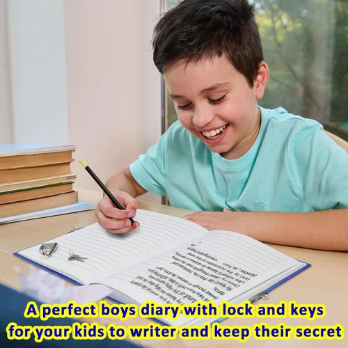 Vista 5 de GINMLYDA Diario para niños con candado, diarios de dinosaurios 7.1x5.3 160 páginas, diario secreto para niños, lindo cuaderno con cerradura y llave