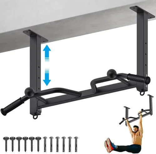 Vista 9 de Kipika 32" Ceiling Mounted Pull Up Bar - Heavy Duty, Highly Adjustable, Multifunctional Chin Up Bar - Home Gym System with Punching Bag Hanger and
