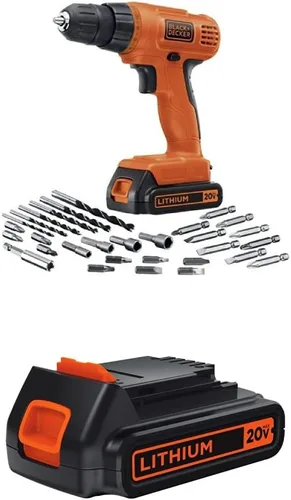 Vista 4 de BLACK+DECKER LD120VA - Taladro de litio máximo de 20 voltios con 30 accesorios, naranja con juego de accesorios combinados BLACK+DECKER BDA91109