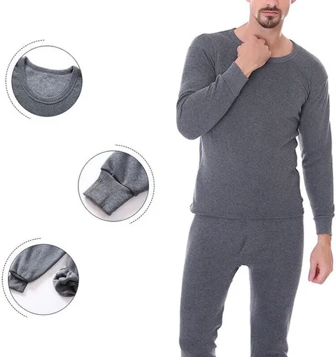 Vista 3 de Goyoma Conjunto de ropa interior de invierno 100 % algodón con forro polar para hombre