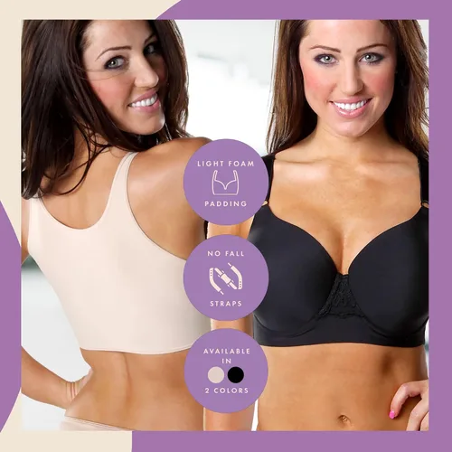 Vista 4 de Shapeez Tankee Short Back-Smoothing Bra Ultra-Comfortable Cami-Style Underwire Foam-Cup