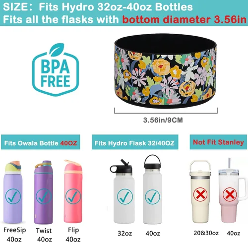 Vista 2 de HEYSKAY 2 botellas protectoras de silicona de 32 onzas y 40 onzas para botellas de agua de boca ancha, accesorios compatibles con Yeti, Iron Flask