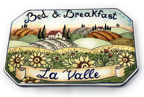 Vista 3 de CERAMICHE D'ARTE PARRINI - Azulejo de cerámica italiana de cerámica personalizada Número de casa placas de dirección cívica Paisaje decorado a mano