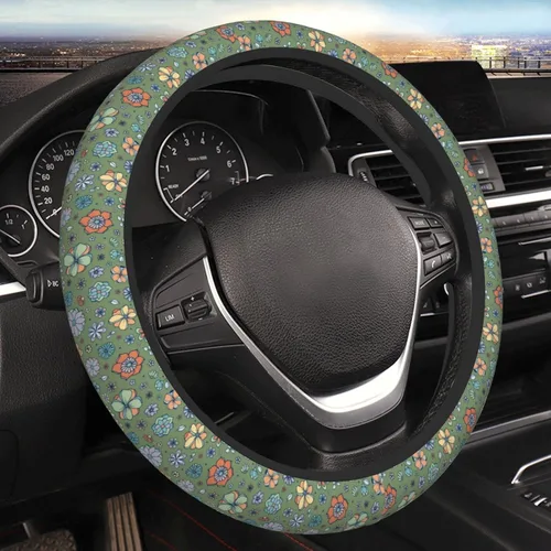 Vista 8 de Funda de volante para auto, universal de 15 pulgadas, de neopreno, con diseño de luna, sol y galaxia espacial, para interior, accesorios de 17