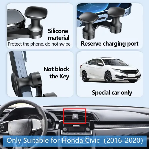 Vista 5 de Soporte para teléfono de coche para Honda Civic Auto Accesorios Decoración Interior Soporte para teléfono celular móvil Smartphone