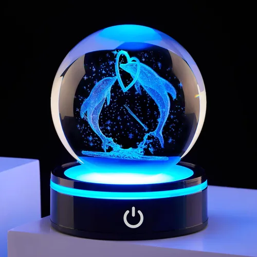 Vista 12 de Estatua de bola de cristal 3D, regalo de bola de vidrio del océano femenino, adecuada para amigas y amigos masculinos, graduados, amigos, colegas
