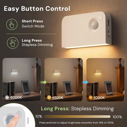 Vista 7 de L LOHAS LED Luz nocturna con sensor de movimiento, luces de escalera para Blanco