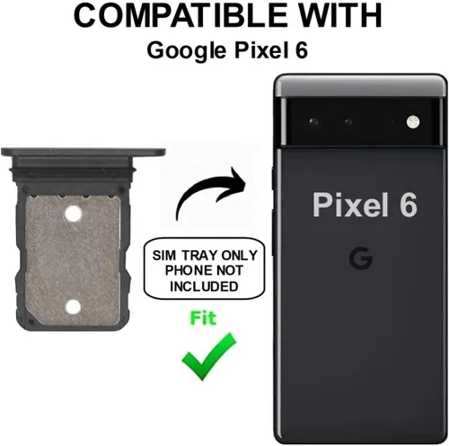 Vista 2 de Soporte de bandeja de tarjeta SIM de repuesto para Google Pixel 6 5G GB7N6 G9S9B versión 2021 de 6.4 pulgadas (negro tormentoso)