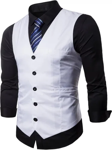 Vista 2 de AOYOG - Chaleco formal de negocios de hombres para traje o esmoquin