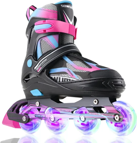 Vista 8 de Patines en línea ajustables para niñas y niños, patines con todas las ruedas iluminadas, patines para mujer para niños y adultos, hombres, mujeres
