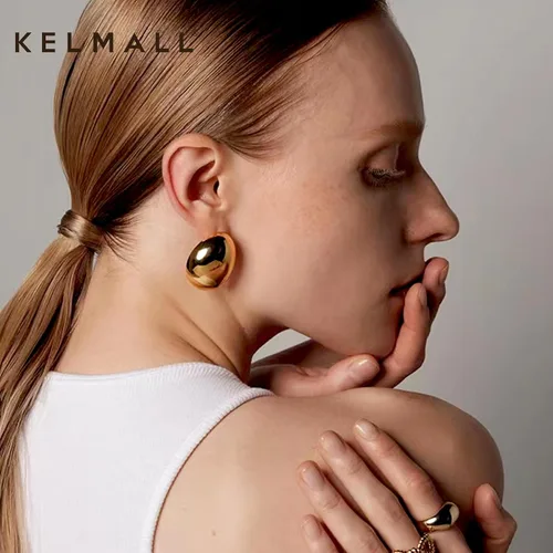 Vista 3 de KELMALL Aretes tipo argolla de oro de 14 quilates para mujer, hipoalergénicos, gruesos, redondos, no se deslustra, para orejas sensibles