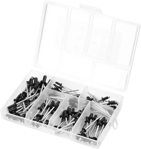 Vista 3 de Remaches de aluminio negro, retenedor de remache de sujeción de tornillo negro, 120 piezas M2.4 / M3.0 / M3.2 / M4 Kit de remaches ciegos