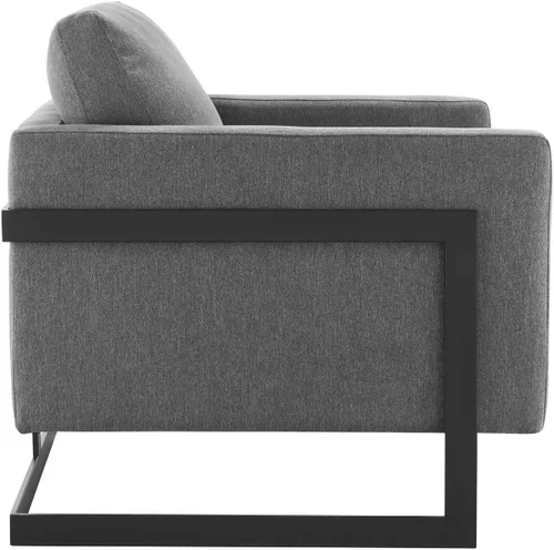 Vista 4 de Posse - Silla decorativa de tela tapizada en carbón negro Negro carbón