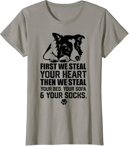 Vista 62 de Border Collie Steal Your Heart Steal Your Bed - Camiseta de sofá, Gris