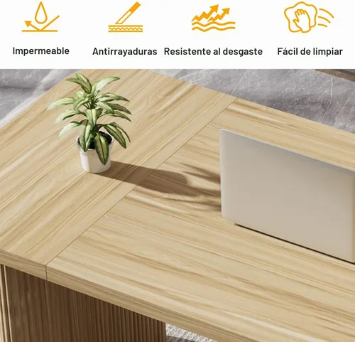 Vista 6 de Tribesigns Escritorio ejecutivo de 62 pulgadas, escritorio grande para computadora de oficina con doble pedestal, mesa rectangular de estilo moderno