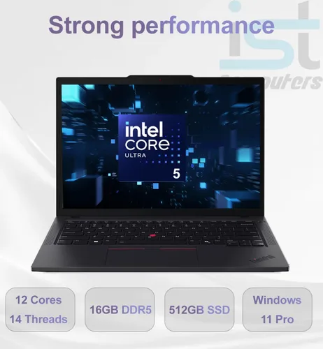 Vista 3 de Lenovo ThinkPad T14 Gen 6 Laptop de PC de IA para negocios (14" FHD+ pantalla táctil, Intel 12-Core Ultra 5 225U (> Ultra 7 155U), 16GB DDR5, 512GB